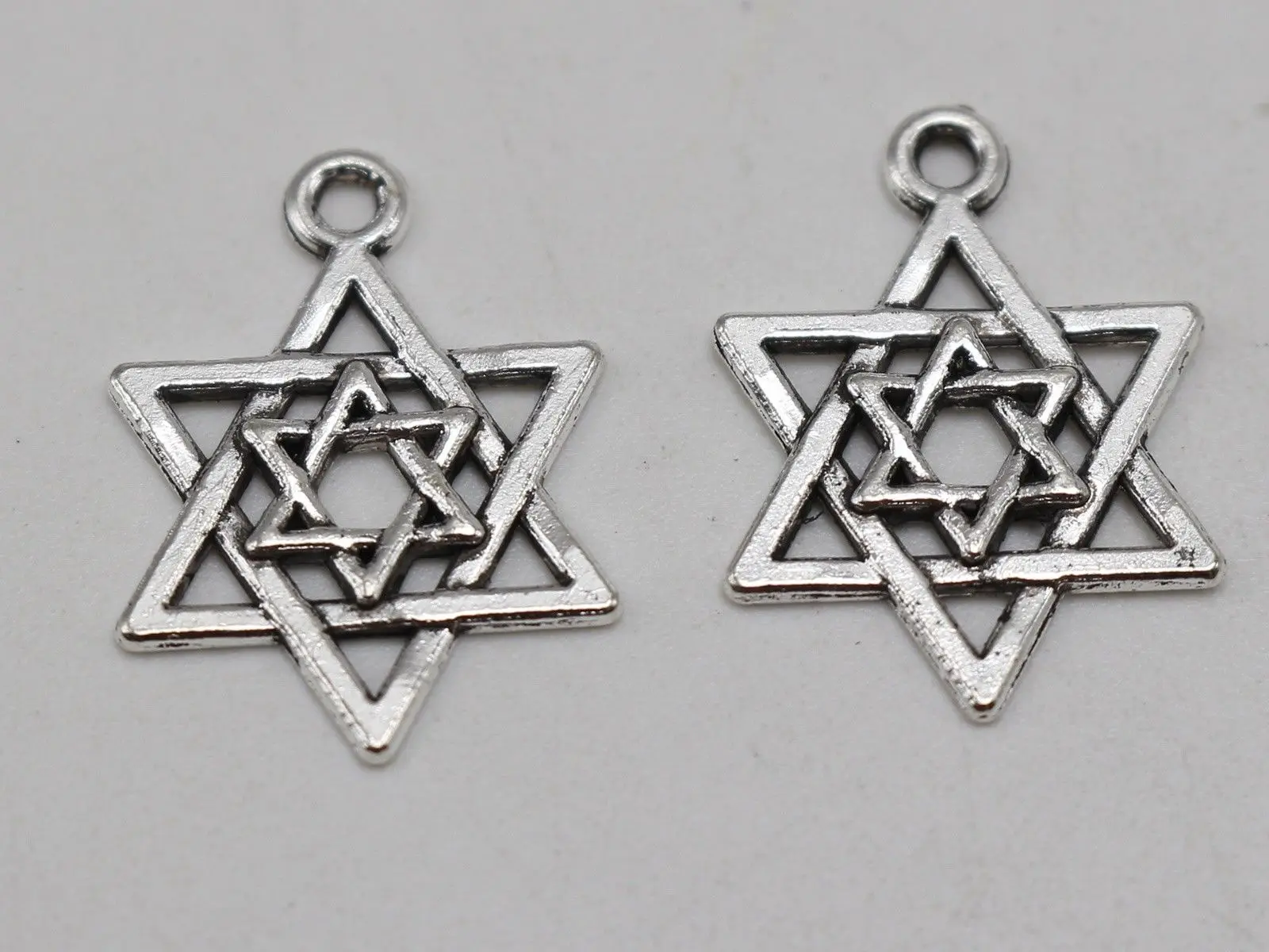 50 Tibet Silver Colour Tone Kabbalah Double &quotStar of David&quot Charm Pendant 16X22mm Craft | Украшения и аксессуары