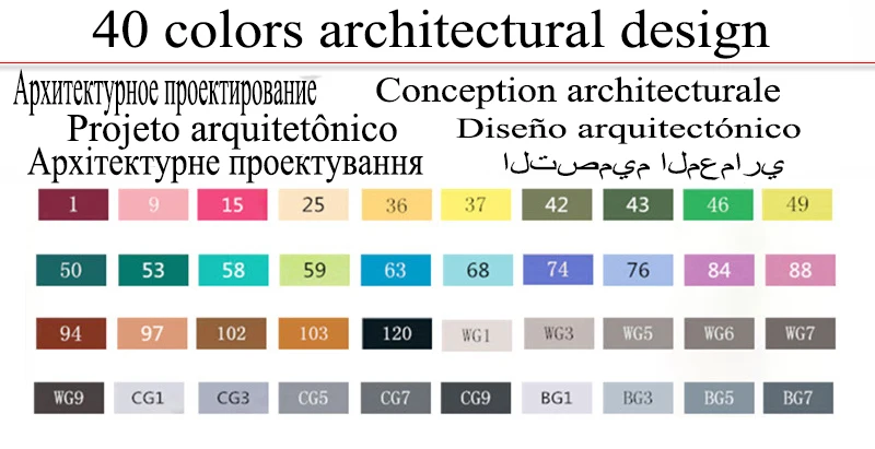 40 building design Touchfive двуглавый художественный маркер ручка спиртовая Краска Маркер ручка манга мультфильм Граффити Эскиз Арт маркеры набор дизайнеров - Цвет: 40 building design