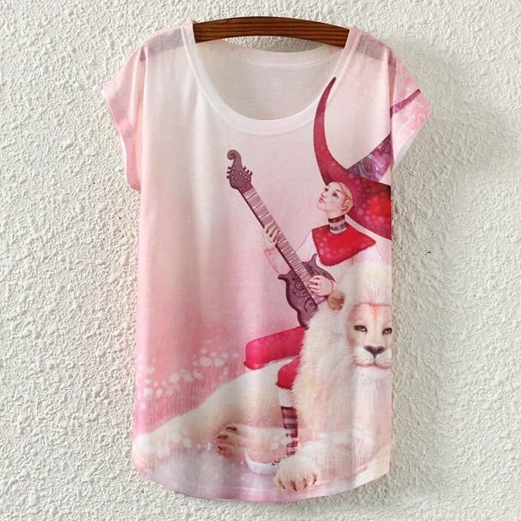 Женская летняя футболка с коротким рукавом и принтом короля льва|top tees|fashion teest-shirt