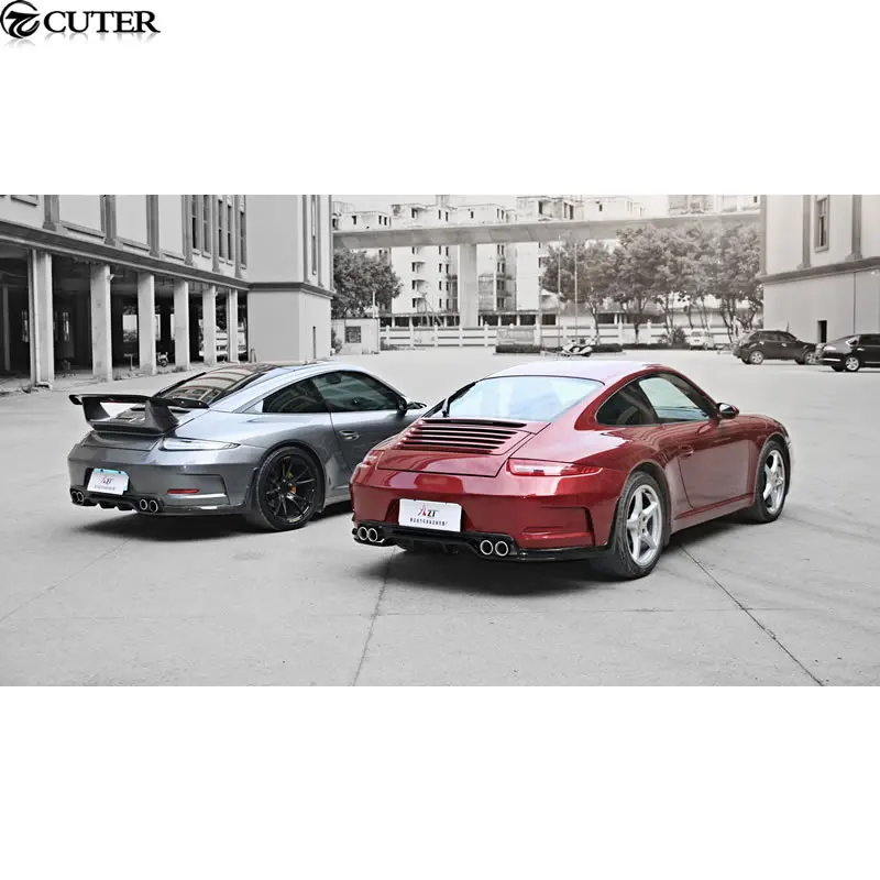 

911 997 change to 991 GT3 Style Car body kit front bumper lip rear bumper diffuser rear spoiler for Porsche 911 997 05-12