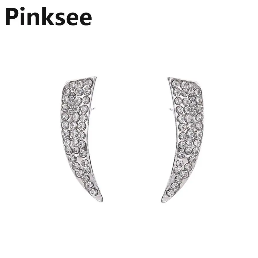 Простой дизайн серьги в форме ножа геометрические женские с полными кристаллами