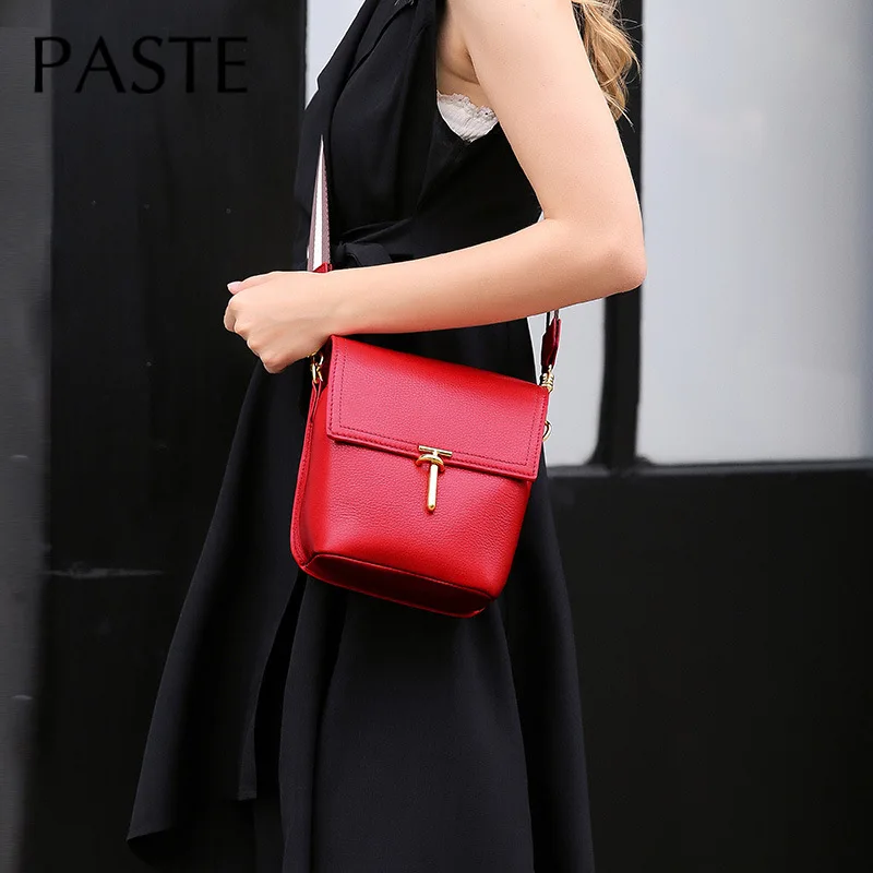 Женская винтажная сумка в форме ведра Bloger маленькая - мессенджер из натуральной