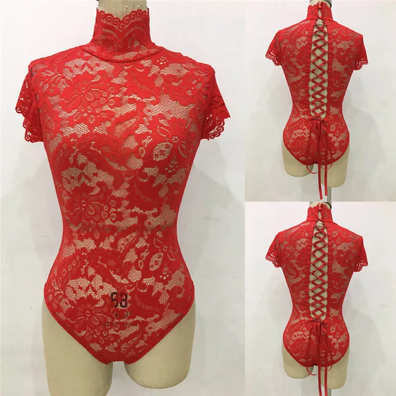 Женский сексуальный кружевной ретро боди без рукавов укороченный комбинезон
