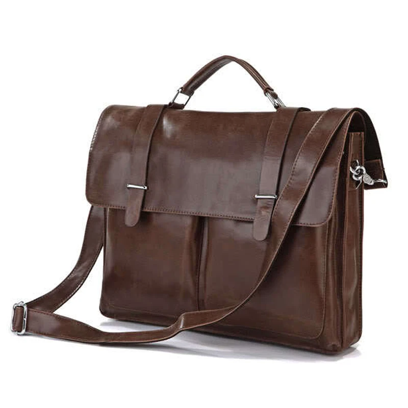 Luxury Genuine Leather Men's Briefcases Office Bag Messenger Bag Leather Shoulder Bag Men Laptop Briefcase Handbag Free Shipping