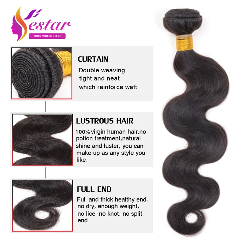 Soul Queen Продукт Волос Индийский Объемная Волна 3 Связки Необработанные 7А