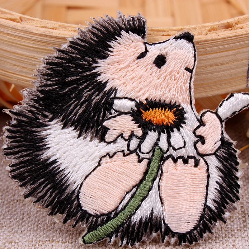 Hq вышитый Ежик патч Стик декоративные модные джинсы Ropa Parches Вышивка Аппликации