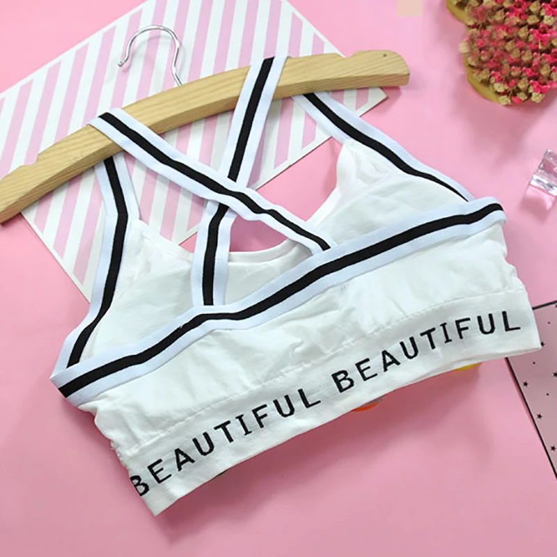 Сексуальный женский спортивный бюстгальтер без косточек с буквенным принтом |