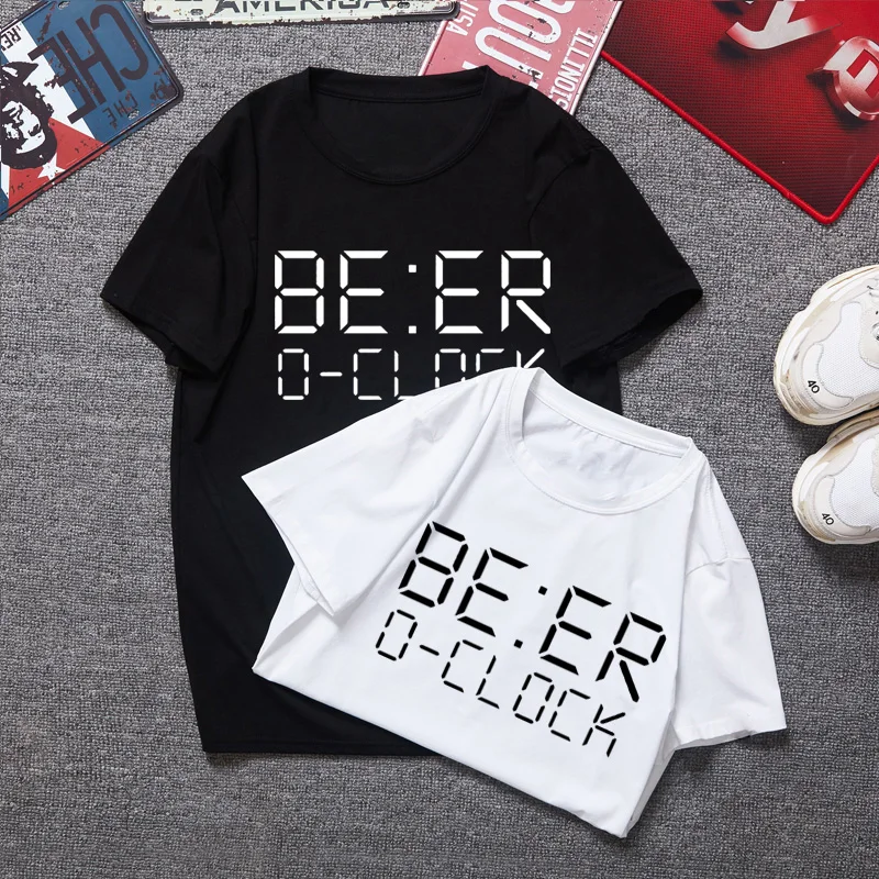 Брендовая одежда забавная футболка с надписью BEER hours Мужская коротким рукавом