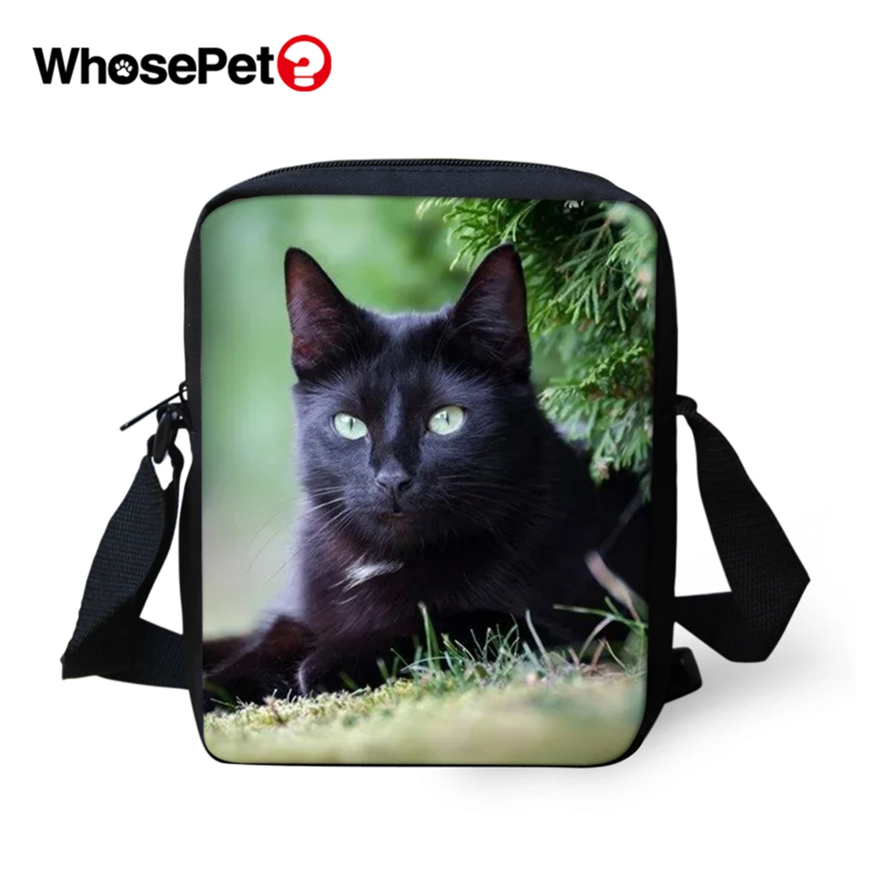 WHOSEPET Kawaii черные кошки женские сумки мессенджеры животные кросс боди через плечо