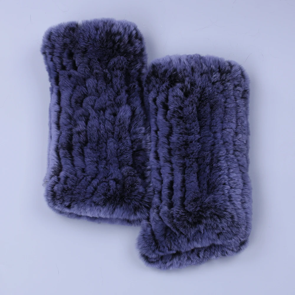 Модные женские зимние перчатки из натурального меха кролика Рекс варежки без