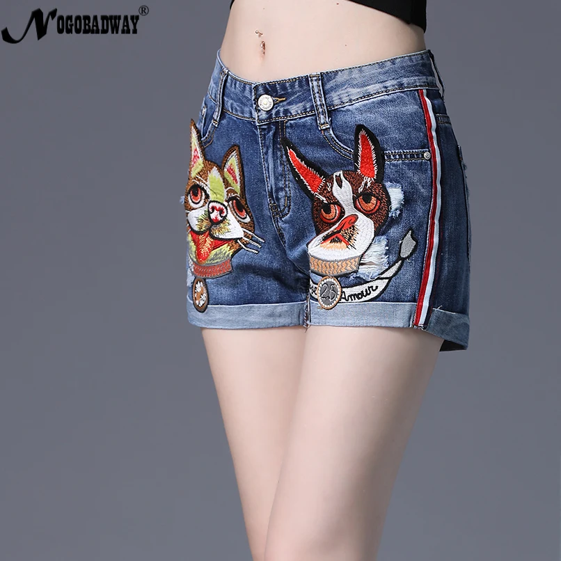 Женские джинсовые шорты с вышивкой летние мини со средней талией сексуальные