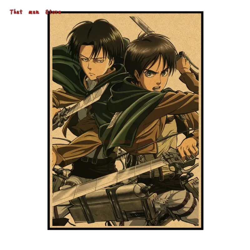 Атака на постер Titan/Eren Jaeger/Mikasa Ackerman/rivaille ackerman/плакат из крафт бумаги/наклейка