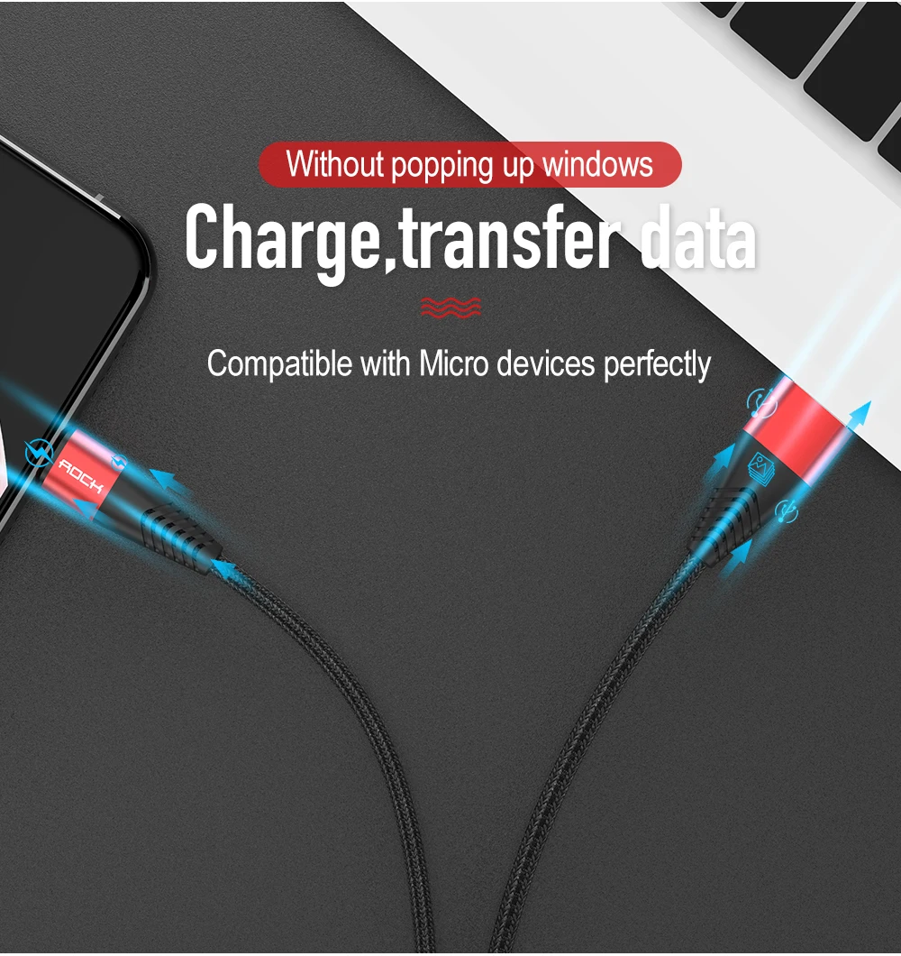 ROCK Micro USB кабель для Xiaomi Redmi 4X Note 4 5 для Samsung Hi-tension передачи данных Кабо зарядный кабель