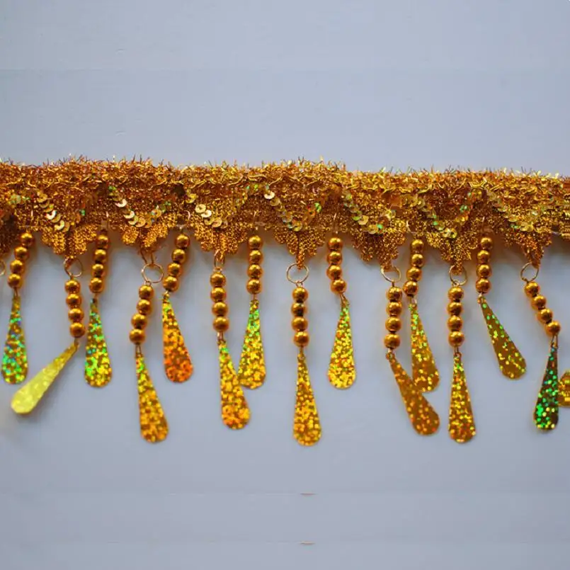 Золотые бусины бахрома кружева отделка блестки макраме лента кружевная плетеная