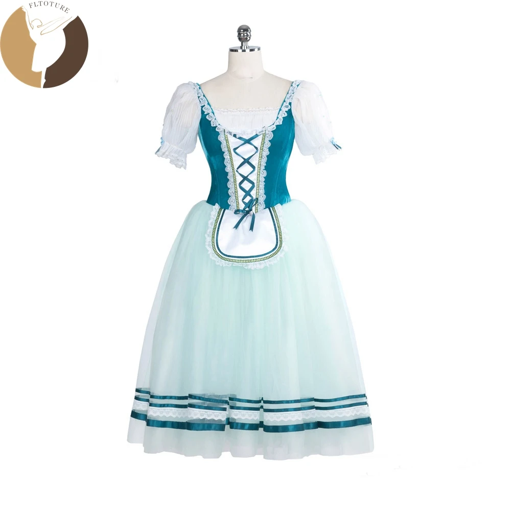 

FLTOTURE AT1282 Girls Romantic Tutu Skirts 5 Layers Long Skirt Adult Velvet Body Dance Wear Ballet Costumes Cinderella Clothes