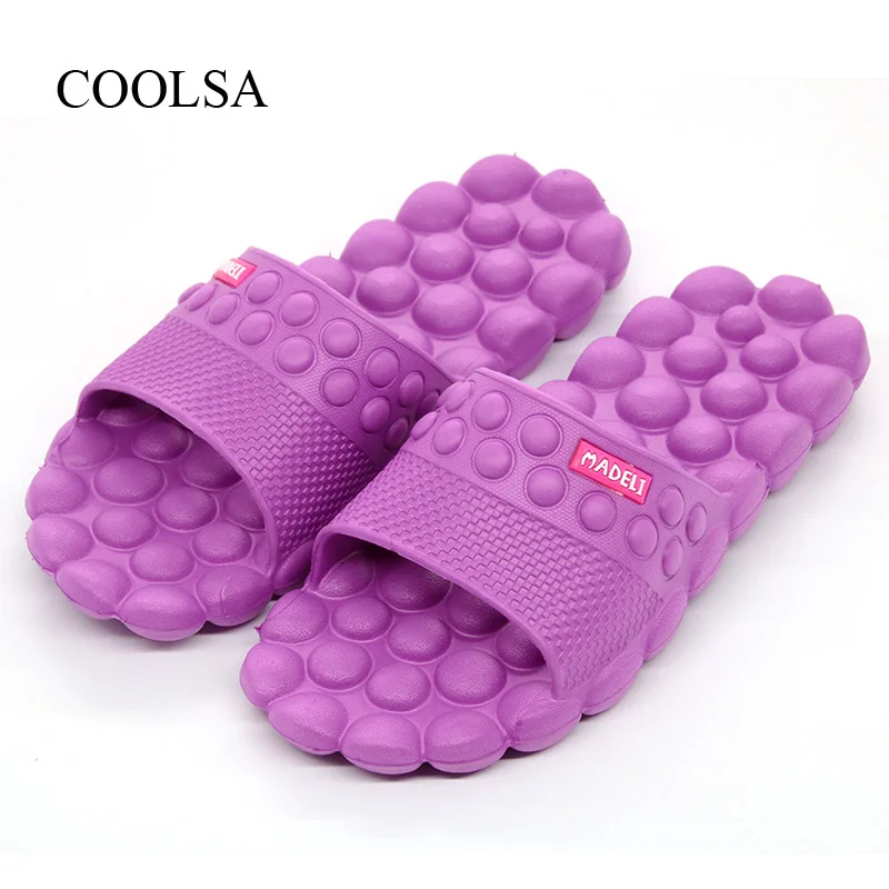 COOLSA/женские летние однотонные Нескользящие массажные шлепанцы на плоской