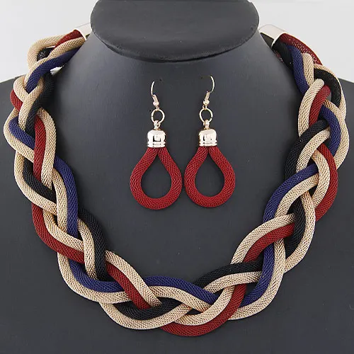Женский геометрический комплект из колье и серёг 8 цветов|statement jewelry sets|jewelry setsearrings
