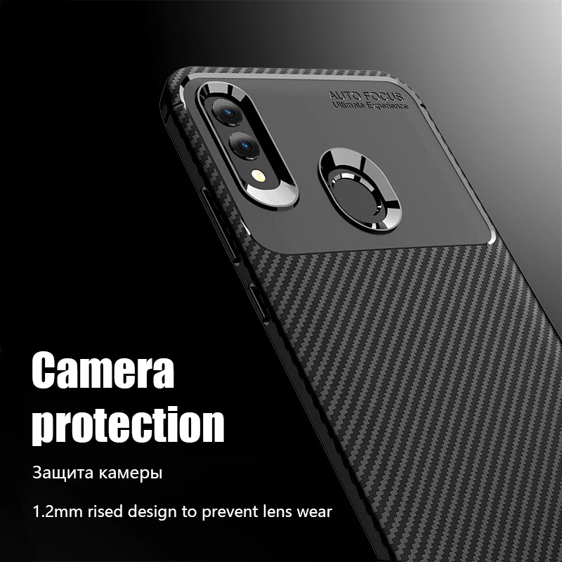 Чехол для Huawei P Smart 2019 из углеродного волокна Мягкая силиконовая Противоударная