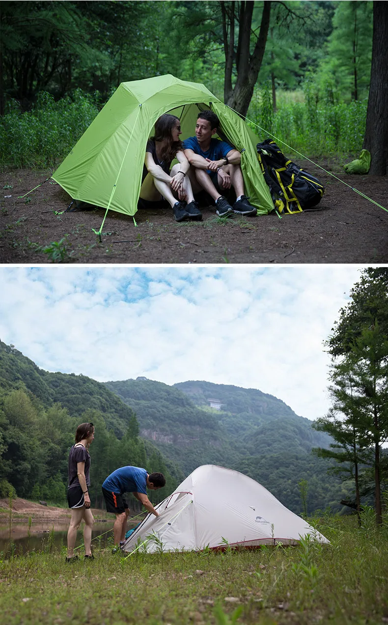 Naturehike обновленная облачная 2 Сверхлегкая палатка для пеших прогулок 20D/210T ткань палатки для кемпинга для 2 человек свободного мат NH17T001-T