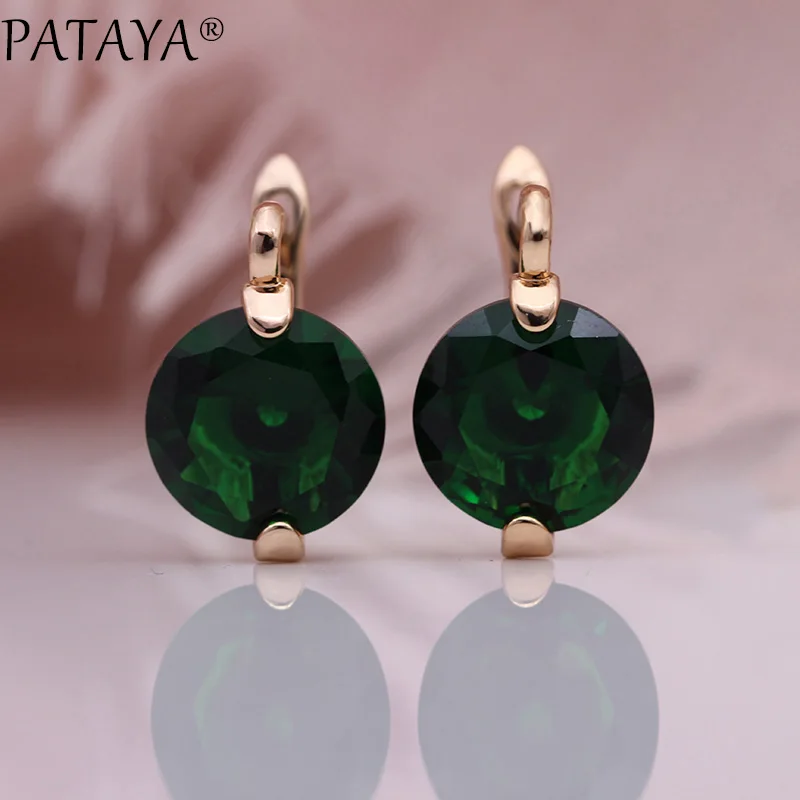PATAYA 618, акция, новые градиентные синие свисающие серьги, 585 розовое золото, натуральный циркон, круглые серьги для женщин, Простые Модные ювелирные изделия
