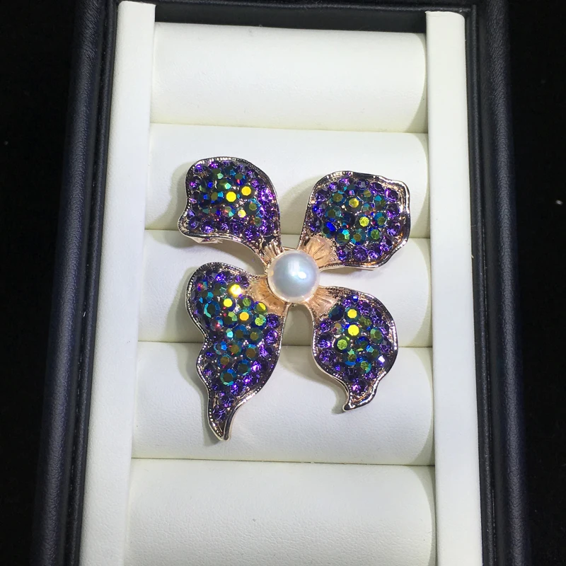 ZHBORUINI High Quality Natural Freshwater Pearl Brooch Flower Purple Color Jewelry For Women Gift Accessories | Украшения и