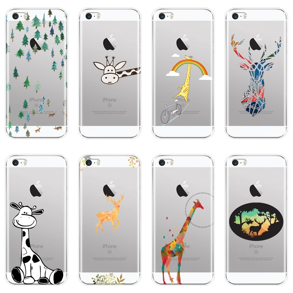 Задняя крышка для iPhone 5 5C 5S SE 4 4S unny милый олень жираф животное Kawaii абстрактный