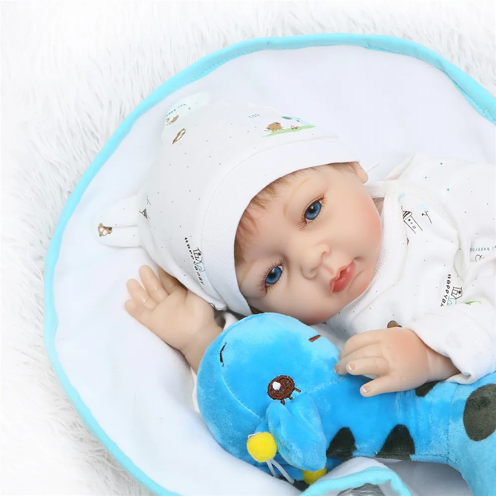 Bebe 22 дюйма reborn мягкие силиконовые куклы с синим жирафом магнитная бутылочка