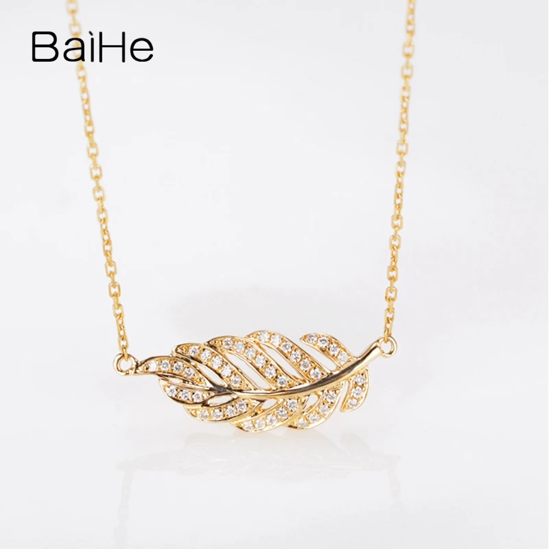 BAIHE однотонные 18K желтое золото 0.12ct H/SI натуральные бриллианты Женские Модные