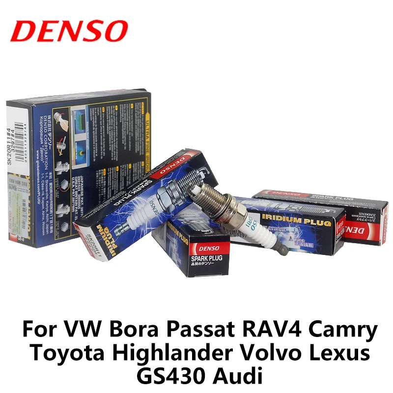 4 шт./компл. лентам кампании DENSO свечи зажигания автомобиля для VW Bora Passat RAV4 Camry Fiesta