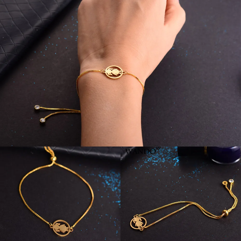 

WANDO Trendy Women girl Religious Bracelets Stainless Steel Gold Color Virgin Mary Maria Pendants Couple bracelet Jewelry b188