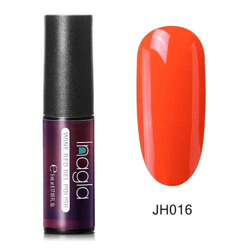 JH016 Inagla, цвет красного вина, Гель-лак для ногтей, 36 цветов, замачиваемый, УФ светодиодный Гель-лак, покрытие, цветной лак, долговечный гель, 5 мл, соска, эмалевый гель - Цвет: JH016