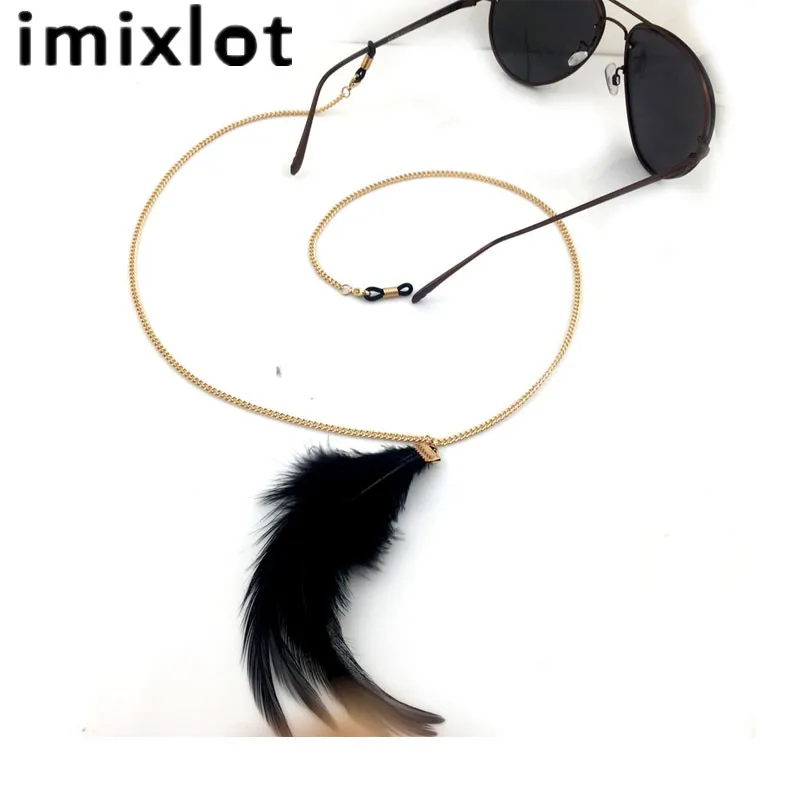 IMIXLOT Женская мода в винтажном стиле с перьями украшения для очков цепи очки
