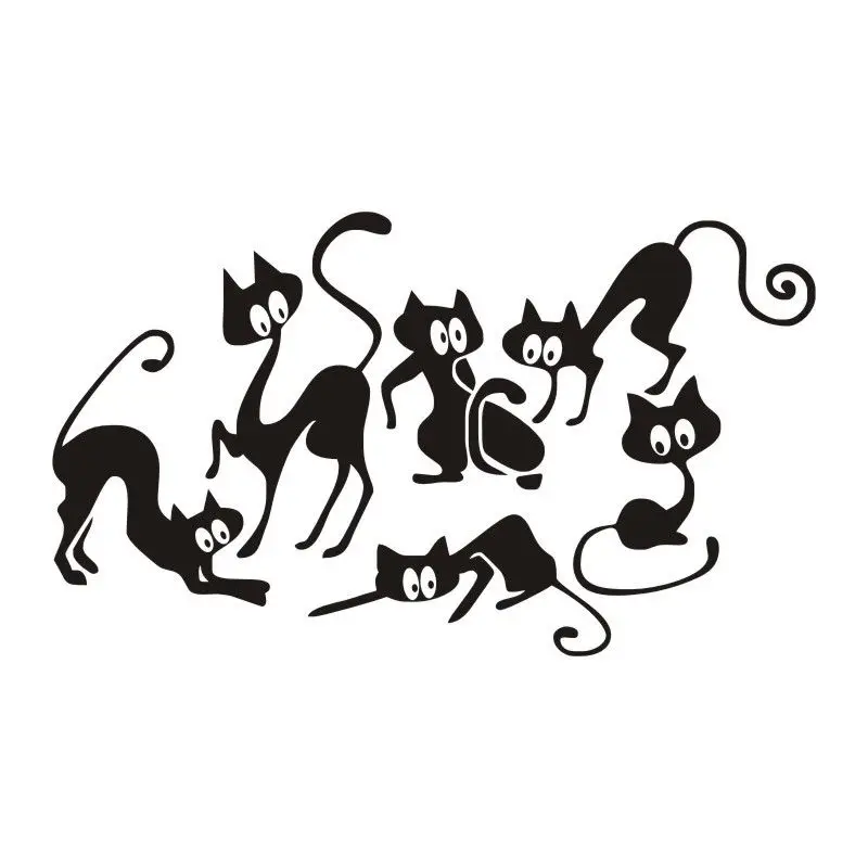 Виниловые настенные наклейки на стену играющие кошки для декора дома гостиной