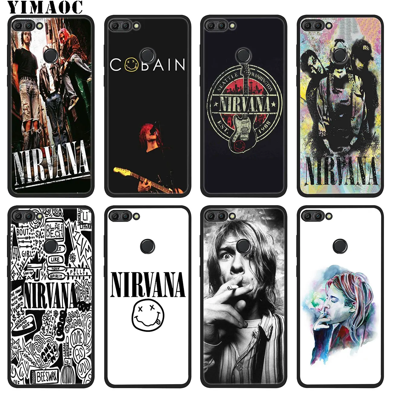 Мягкий силиконовый чехол YIMAOC Nirvana Kurt Cobain для Huawei Honor 20 Pro 8C 8X 8 9 9X 10 Lite 7X 7A черный