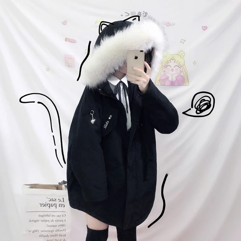 Chaquetas mujer invierno 2018 одежда Утепленная стеганая куртка для девочек черный hooede harajuku