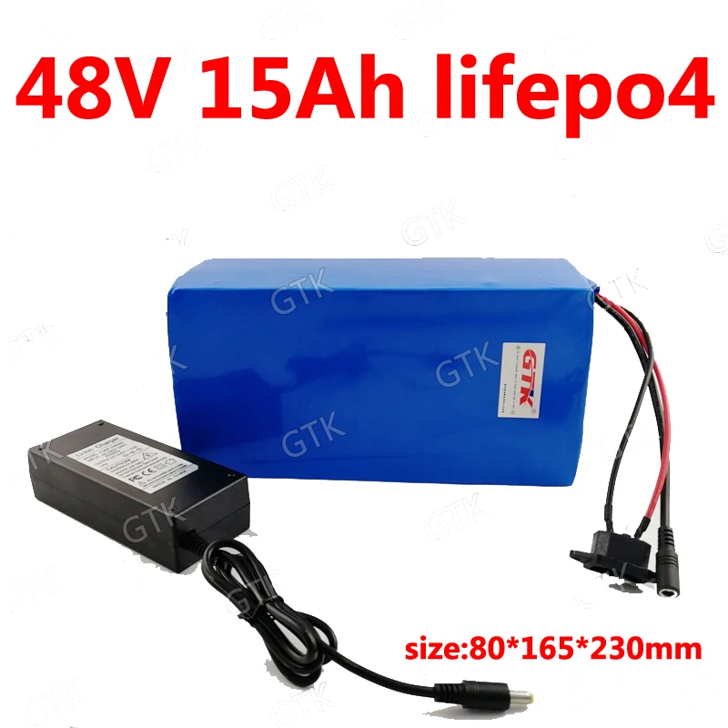 ГТК Lifepo4 48v 15ah батарея с BMS для замены 1000 Вт 1500 велосипед горный велосипед, скутер citycoco трицикл+ 3A Зарядное устройство