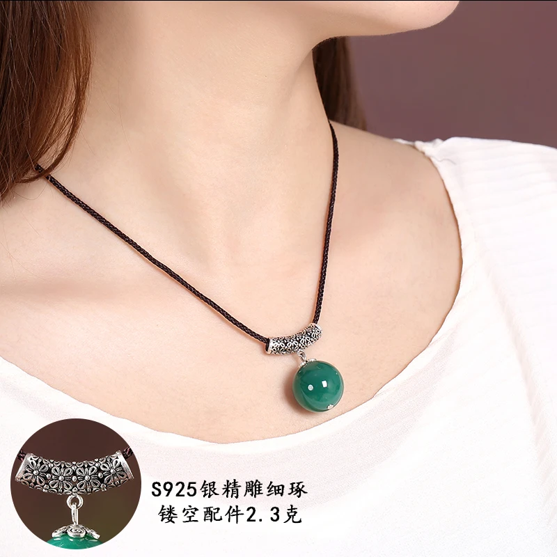 Ожерелье с коротким агатовым кулоном длиной до ключиц винтажные аксессуары из