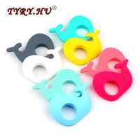 5pcs baby teething whale silicone beads bpa safe food grade newborn teething chew diy charms necklace toys animals pendants