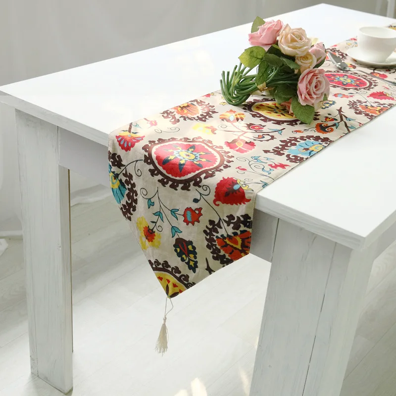 Богемные подсолнухи американский хлопок льняной стол бегун ужин свадьба