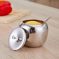 400ml 188 canister cruet with lid spoon kitchen stainless steel apple sugar bowl spice container seasoning jar condiment pot