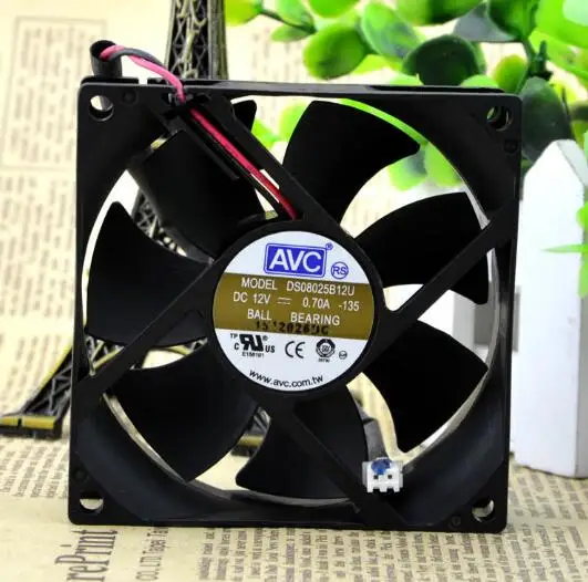 Оригинальный двухпроводный двухшариковый охлаждающий вентилятор AVC 8 см 80*80*25 12 В 0,70a DS08025B12U