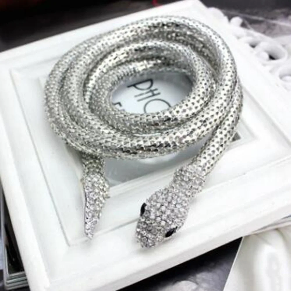 Мода Преувеличены Ювелирные Изделия Золото/Серебро Покрытием Crystal Змея Форма