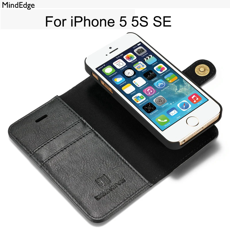 Съемная магнитных флип кожаный чехол для iPhone 5 5S SE 4 0 ''Элитный бренд кошелек
