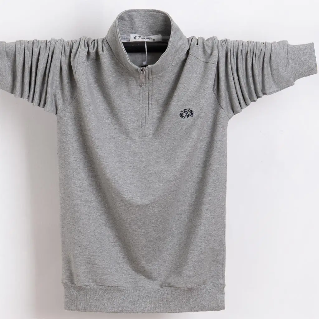 

2019 Men Polo Shirt Plus Size Men 5XL 6XL Zipper Long Sleeve Shirt Cotton Movement Fertilizer Man Yards Roupa Masculina