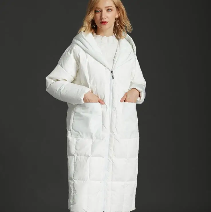 Winter Fashion Women's Long Hooded Duck Down Jacket Loose Thick Female Parka Warm Outwear enlarge