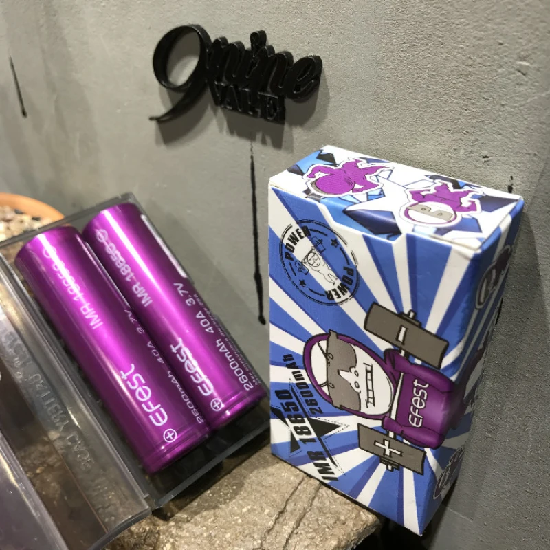 2 шт. EFEST IMR 18650 2600mah 3,7 V 40A аккумулятор фиолетовый Профессиональный Vape электронная сигарета литий-ионные аккумуляторы питания