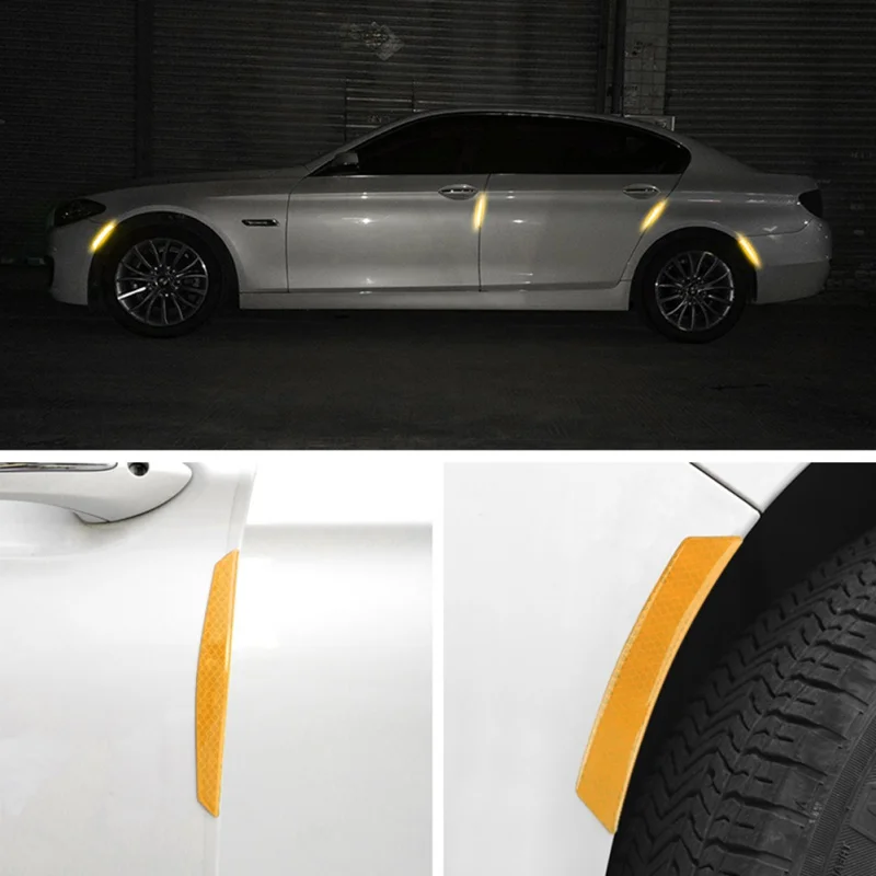 2019 4pcs Car Bumper Wheel Eyebrow Reflective Warning Strip Stickers Self-Stick Sticker Protector Car-Styling | Автомобили и