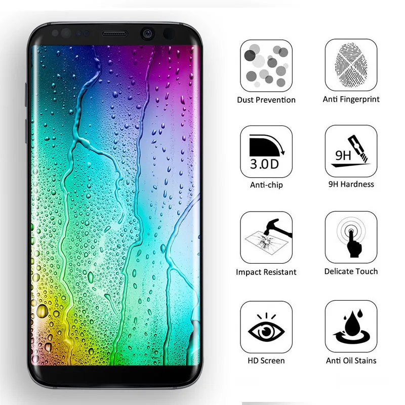 Glass For Samsung S9 Plus Tempered Screen Protector Galaxy Glas Protective Film 5D Curved Edge Case 9H | Мобильные телефоны и