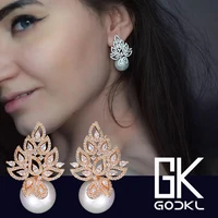 godki imitation pearl leaf collection full micro cubic zirconia pave women bridal engagement earring jewelry addiction