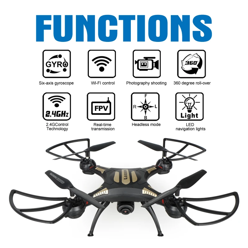 Светящиеся в темноте Мини FPV Мультикоптер Дрон с камерой Live Video 4CH 2.4 ГГц